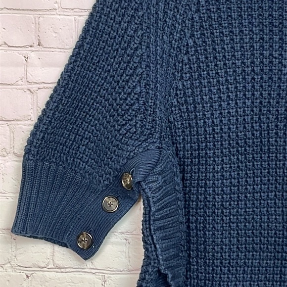 J.Crew Turtleneck Cotton Poncho in Navy - Picture 3 of 13